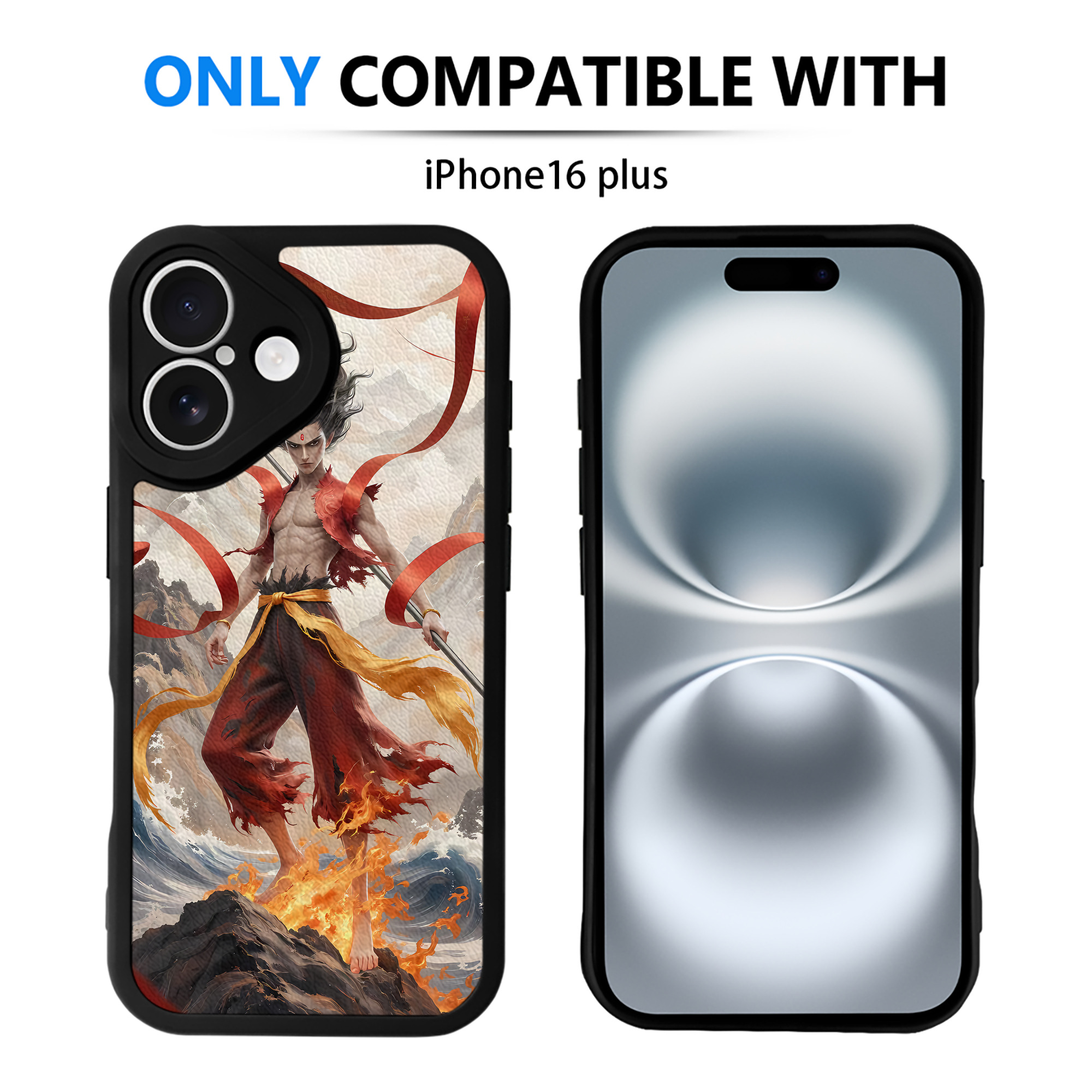 （画像用） Ne Zha 2 ナタ 魔童の大暴れ 【iPhone 16シリーズ対応】シリコンスマホケース（レザー調） 材質：シリコン